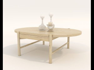 Wooden Table and Chair Set Model 3D