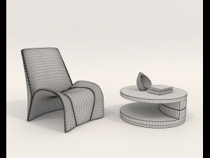 Contemporary Coffee Table and Armchair 11 Modèle 3D