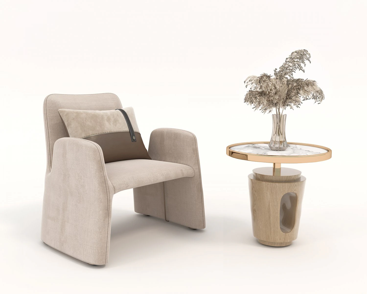 Contemporary Coffee Table and Armchair 12 3D Model .c4d .max .obj .3ds .fbx .stl .blend 