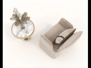 Contemporary Coffee Table and Armchair 12 3D Model
