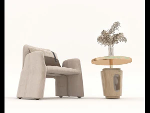Contemporary Coffee Table and Armchair 12 3D Model