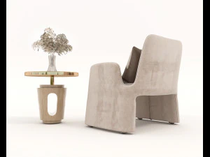 Contemporary Coffee Table and Armchair 12 3D Model