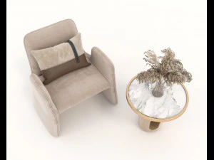 Contemporary Coffee Table and Armchair 12 3D Model