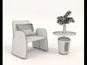 Contemporary Coffee Table and Armchair 12 3D Model