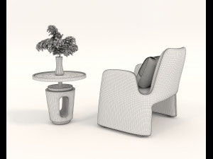 Contemporary Coffee Table and Armchair 12 Modelo 3D