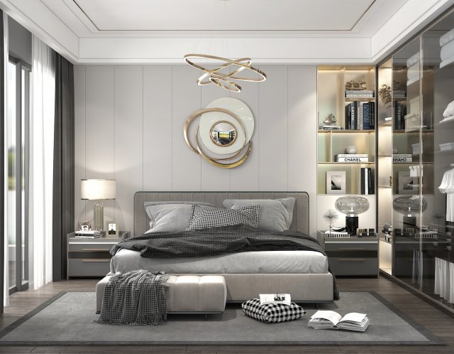 Modern Bedroom Interior Scene 8 3D Model .c4d .max .obj .3ds .fbx .stl .blend 