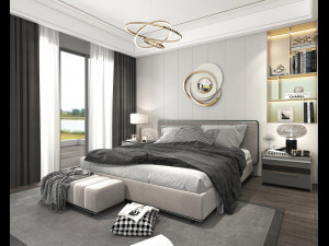 Modern Bedroom Interior Scene 8 3D Model
