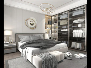 Modern Bedroom Interior Scene 8 3D Model