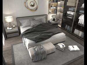 Modern Bedroom Interior Scene 8 3D Model