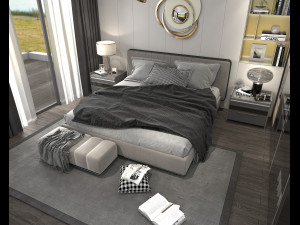 Modern Bedroom Interior Scene 8 3D Model