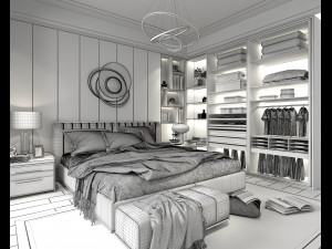 Modern Bedroom Interior Scene 8 3D Model