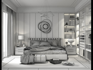 Modern Bedroom Interior Scene 8 3D Model