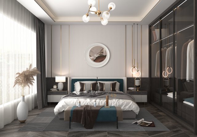 Modern Bedroom Interior Scene 9 Modelo 3D .c4d .max .obj .3ds .fbx .stl .blend 