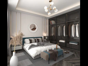 Modern Bedroom Interior Scene 9 3D Model