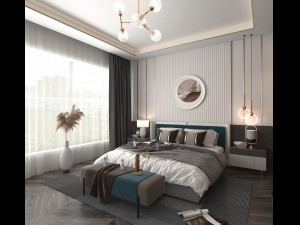 Modern Bedroom Interior Scene 9 Modelo 3D