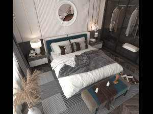 Modern Bedroom Interior Scene 9 Modelo 3D