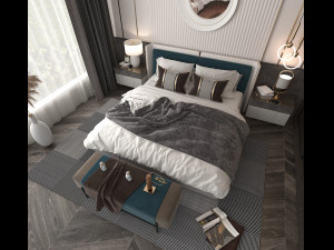 Modern Bedroom Interior Scene 9 Modelo 3D
