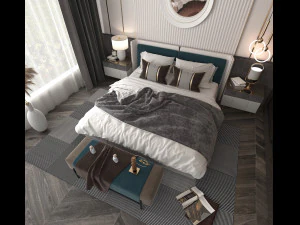 Modern Bedroom Interior Scene 9 3D Model