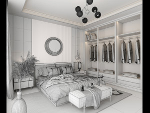 Modern Bedroom Interior Scene 9 Modelo 3D