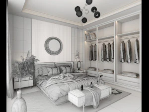 Modern Bedroom Interior Scene 9 3D Model