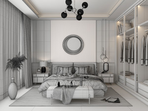 Modern Bedroom Interior Scene 9 Modelo 3D