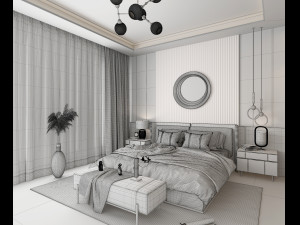 Modern Bedroom Interior Scene 9 Modelo 3D