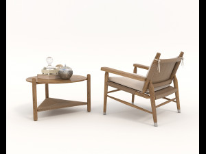 Traditional Wooden Table and Chair 3D मॉडल
