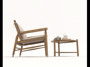 Traditional Wooden Table and Chair 3D मॉडल