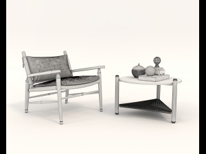 Traditional Wooden Table and Chair 3D मॉडल