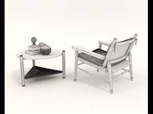 Traditional Wooden Table and Chair 3D मॉडल