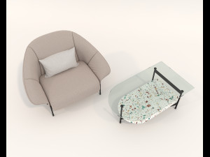 Contemporary Coffee Table and Armchair 13 Modèle 3D