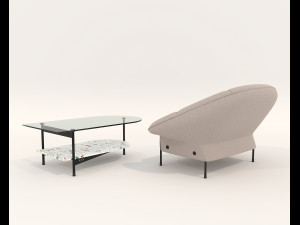 Contemporary Coffee Table and Armchair 13 Modèle 3D