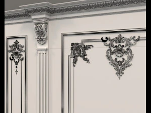 European Style Interior Wall Decoration 8 3D Model
