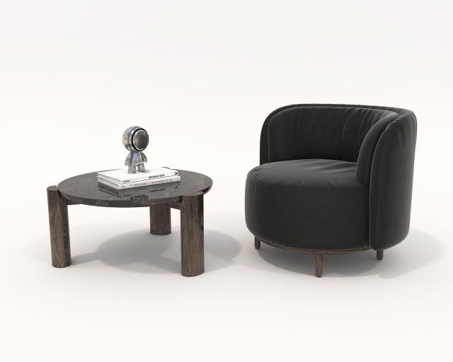 Contemporary Coffee Table and Armchair 14 3D Model .c4d .max .obj .3ds .fbx .stl .blend 