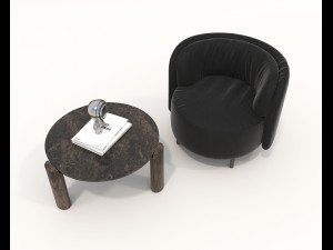 Contemporary Coffee Table and Armchair 14 3D Model