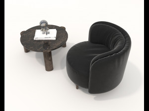Contemporary Coffee Table and Armchair 14 3D Model