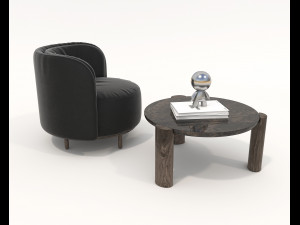 Contemporary Coffee Table and Armchair 14 3D Model