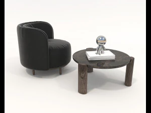Contemporary Coffee Table and Armchair 14 3D Model