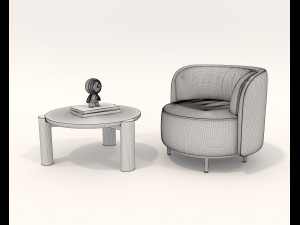 Contemporary Coffee Table and Armchair 14 3D Model