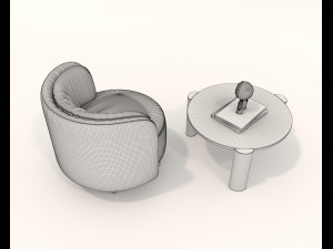 Contemporary Coffee Table and Armchair 14 3D Model