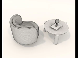 Contemporary Coffee Table and Armchair 14 3D Model