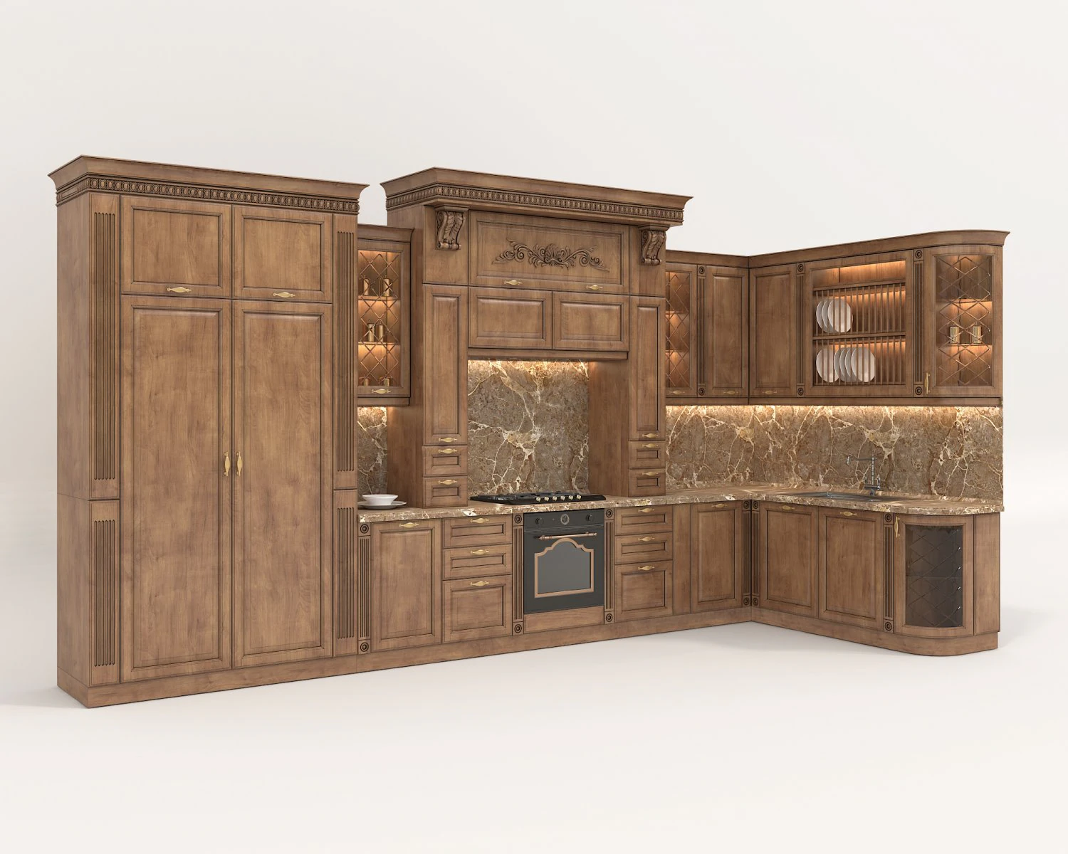European Style Kitchen 8 3D Model .c4d .max .obj .3ds .fbx .stl .blend
