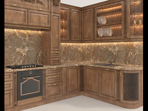 European Style Kitchen 8 3D Model