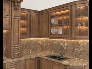 European Style Kitchen 8 3D Model