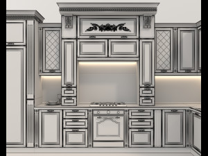 European Style Kitchen 8 3D Модель