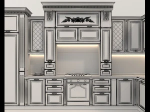European Style Kitchen 8 3D Model