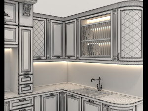 European Style Kitchen 8 3D Модель