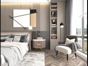 Modern Bedroom Interior Scene 10 3D Model