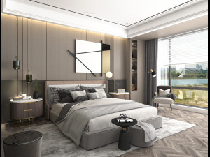 Modern Bedroom Interior Scene 10 3D Model
