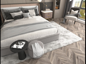 Modern Bedroom Interior Scene 10 3D Model